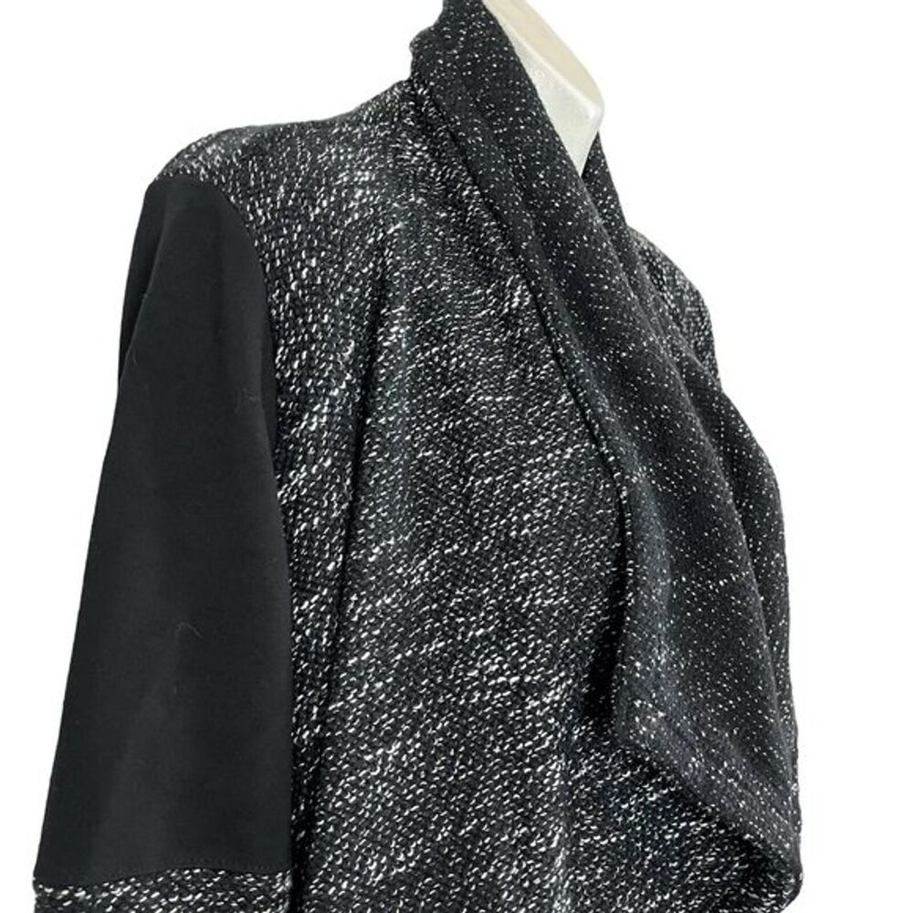 BNCI Women's Black & White size Large Open Cardigan Sweater Asymmetrical Jacket - Picture 5 of 16